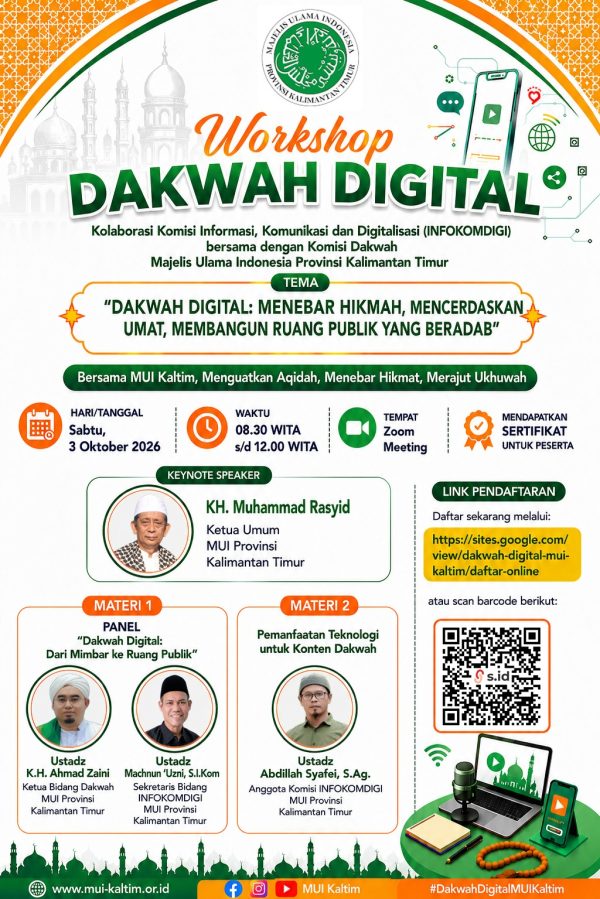 Sabtu, Komisi Infokom Digi dan Dakwah MUI Kaltim Akan Gelar Workshop Dakwah Digital